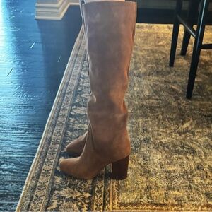 Michael Kors Women's Tall Brown Suede Block Heel Boots